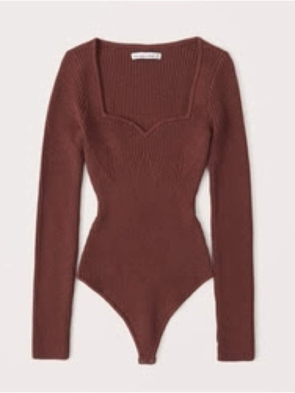 Abercrombie & Fitch Ribbed Long-Sleeve Rust Cotton Bodysuit